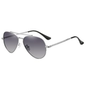 Silver metal aviator sunglasses with gradient grey lenses and sleek classic double bridge - Silver Frame Gradient Grey Polarized C7