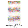 Self-adhesive 6mm colorful rhinestone stickers for kids' DIY crafts, 260 pieces per sheet - 6mm Colorful Rhinestones