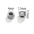 Cuenta espaciadora de acero plateado con textura de diamante y agujero de 4mm - Textura de Rombos / Color Acero