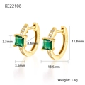 S925 Sterling Silber vergoldete Ohrringe mit grünen Steinen und weißen Zirkonia - Gold Grün