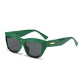 Fashionable green square half-frame sunglasses with dark gray lenses and gold accents - Green Frame Grey Lens