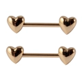 Barbells de téton dorés en forme de cœur en acier inoxydable poli pour piercing - Anneaux de Téton Couleur Or (1 paire)