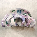 Vintage acetate hair claw clip with purple and green floral patterns on marble base - Taro Purple (Purple Floral)