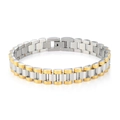 Women's two-tone silver and gold stainless steel watch band link bracelet - Two Tone Gold B