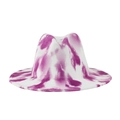 Detail view of purple tie-dye wool fedora hat featuring artistic ink wash patterns - One Size(58cm) / Purple Tie Dye