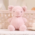 Cute sitting pink plush pig doll made of soft fluffy material for kids home decor - 18cm / Pink Pig