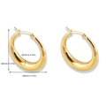 Detail showing dimensions of 40mm hollow gold hoop earrings with high polish finish - Hoop 40mm / Gold