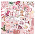 Set de pegatinas de Navidad rosas con Papá Noel y renos decorativos - Navidad Rosa Tipo B (53 piezas)