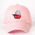 Gorra de béisbol de algodón rosa con bordado de helado dulce y una correa ajustable atrás - Talla única / Rosa Claro