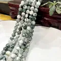 Polished moss agate round beads strand with natural white and green forest patterns - Tree-patterned Agate 59 / 6mm / Approx 63pcs
