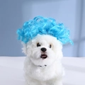 Funny blue curly pet wig for small dogs and cats, ideal for festive party costumes - Blue Afro