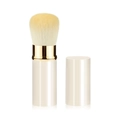 Portable retractable makeup brush in beige and gold finish with soft bristles - White Small