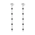 Elegant long silver tassel earrings with black resin beads in a minimalist drop style - Silver Black Bead Style (KE109141-Z)