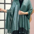 Elegante groene glitter sjaal met franjes voor avondfeesten en formele events - Groen