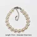 Elegant 17cm pearl bracelet with 6cm adjustable lobster clasp chain extender - 10mm Bracelet