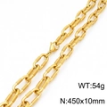 Golden stainless steel screw texture link necklace with lobster clasp, 450x10mm size - Necklace 45cm / Gold