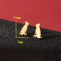 Cute golden puppy stud earrings measuring 11mm by 7mm in minimalist Korean style - Sitting German Shepherd (779) / Gold