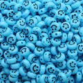 8mm light blue acrylic round beads with black smiley faces for DIY jewelry making - Light Blue Black Smile