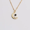 Collier lune doré avec pendentif astronaute en zircone micro-pavé pour femme - Astronaute Lune / 40+5CM Chaîne à billes