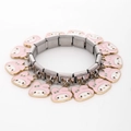 Silver stainless steel stretch bracelet with pink My Melody enamel charms for women - 0030 - Foundation Blue Bow (1 Section)