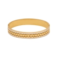 Golden stainless steel bangle featuring hollow wave pattern and double row crystal pavé - Wave Pattern Style (7#)