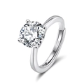 Classic silver S925 sterling silver ring with a sparkling round zircon stone in 4-prong setting - 4-Prong Round LZR37-Silver-1ct