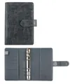 Dark grey crocodile-pattern A6 leather binder with 6-ring binder and credit card slots - Crocodile Pattern-Grey (Shell Only)