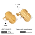 Orecchini a doppio cuore geometrico in acciaio inossidabile dorato impermeabile - Acciaio inossidabile / Orecchini a Bottone con Dischi Sovrapposti Geometrici (JDE2404039) / Oro