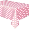 Mantel desechable rosa con lunares blancos para fiestas de cumpleaños infantiles - Lunares Rosa