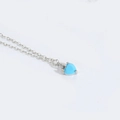 Elegant silver chain necklace featuring a small sky blue heart pendant for women - Silver Chain (XL3419-16) / Sky Blue