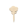 Unfinished flower shaped wooden plant label tag in natural light wood for gardening - Flower with Stem