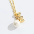 Golden necklace variant featuring a stylish bow pendant with a lustrous white pearl - Pearl Pendant