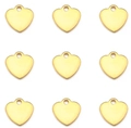 Set of nine golden heart-shaped stainless steel charms for jewelry making - Gold Color Heart 9.5*9.5mm