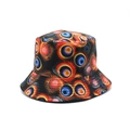 Colorful digital print bucket hat with psychedelic eyeball pattern and reversible sun design - Psychedelic Eyeball Nebula (07)