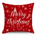 Red Christmas pillowcase with Merry Christmas text and festive holiday patterns - 45x45CM (No Core) / 3606-2 Red with White Merry Xmas