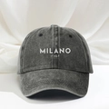 Gorra de béisbol de algodón lavado en gris marengo con estampado blanco Milano Italy - Talla única / Negro