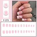 Faux ongles à presser élégants roses et blancs avec paillettes et accents perle, 24 pcs. - Rose Blanc French Paillettes Vagues (Y-273)