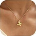 Golden cross pendant necklace for women worn on neck, minimalist clavicle chain jewelry - Gold X
