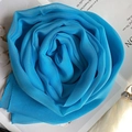 Elegant sky blue ice silk scarf folded in rose shape with pearl and floral accents - Teal / 160x50cm