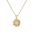 Vergoldete Kette mit Herz-Zirkonia-Anhänger und strukturierter Oberfläche auf weißem Grund - Gold / Transparent