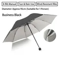 Classic black manual folding umbrella with 8-rib windproof frame and UV protection coating - 8-Rib Manual Silver Coating / Business Black