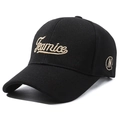 Casquette de baseball noire classique avec broderie dorée et texture en coton à six pans - Noir avec broderie dorée