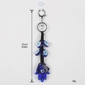 Blue Evil Eye Hamsa Hand car pendant with peacock feathers and braided hanging rope - 9528J Blue Evil Eye Hamsa Hand (22cm)