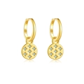 Elegant gold S925 sterling silver hoop earrings with blue zircon sea star charms - Gold Round Disk Blue Rhinestone (MME1116-2)