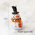 Miniature 6cm Christmas snowman figurine with black hat and orange striped scarf - Snowman with Top Hat and Stars