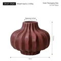 Modern reddish brown matte ceramic vase with vertical stripe texture in small size - Brick Red Short Style