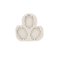 Molde de silicona blanco roto con tres marcos ovales florales para fondant y arcilla - Gris