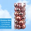 24er-Set 6cm bronzene Weihnachtskugeln in glänzendem, mattem und glitzerndem Design - 24 Stück (6cm Durchmesser) / Bronze