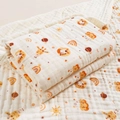 Soft cotton 6-layer muslin baby blanket featuring lion and giraffe cartoon prints - Straight Edge-Cute Pet Time