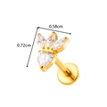 Titanium gold heart-shaped stud with cubic zirconia stones, dimensions 0.72cm by 0.58cm - Crown Paw Print Style (T2542-6#) / Gold